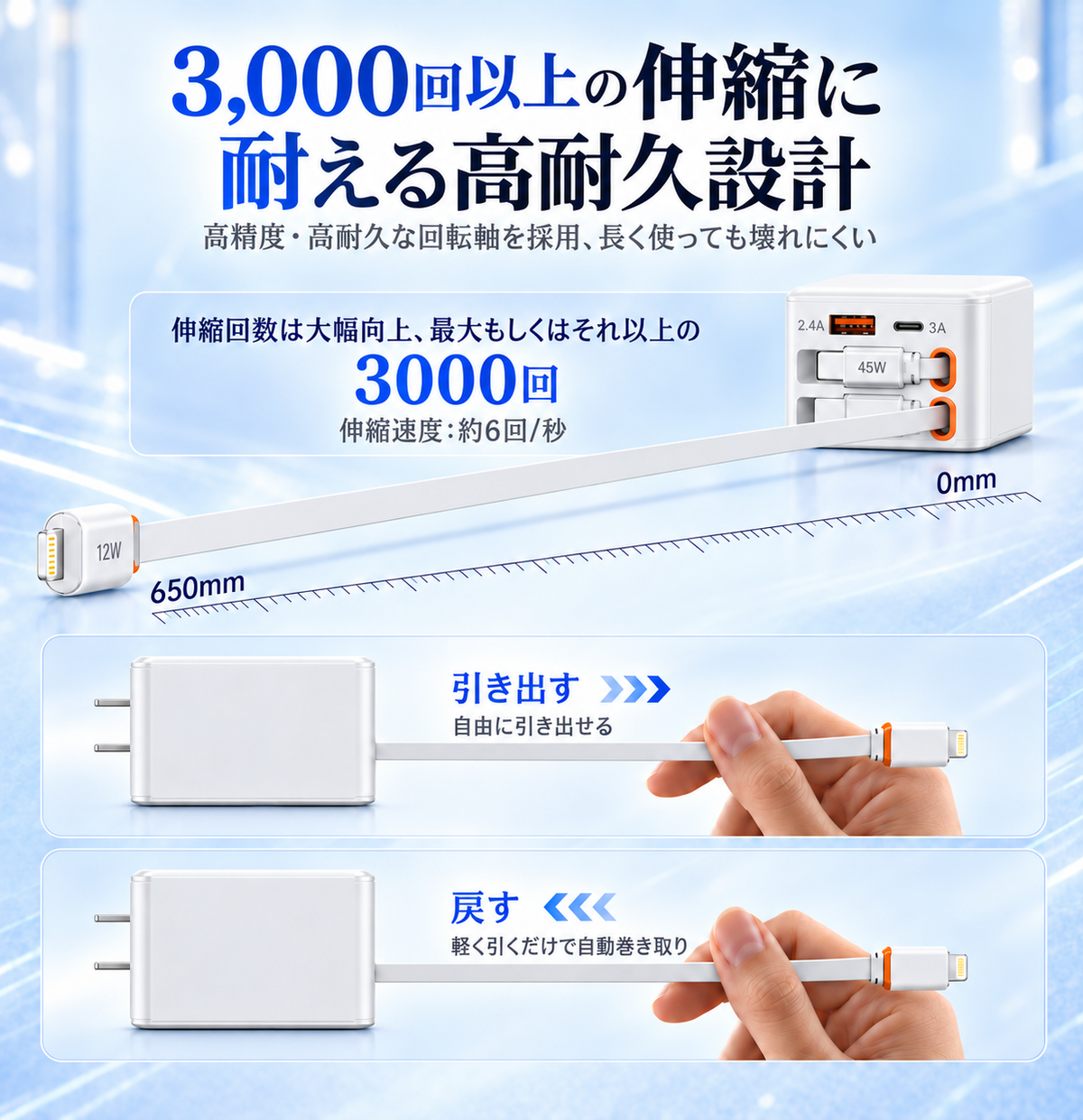 スマートリンク｜ケーブル内蔵 4in1 急速充電器