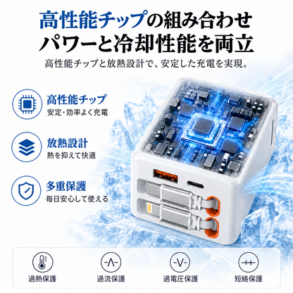 スマートリンク｜ケーブル内蔵 4in1 急速充電器